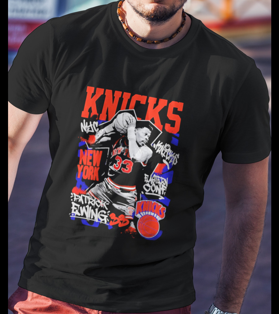 Patrick Ewing New York Knicks Iconic Dunk 33 Legends T-Shirt
