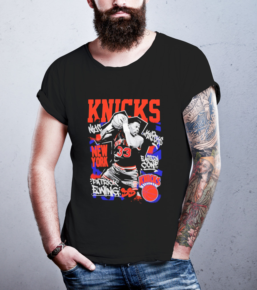 Patrick Ewing New York Knicks Iconic Dunk 33 Legends T-Shirt
