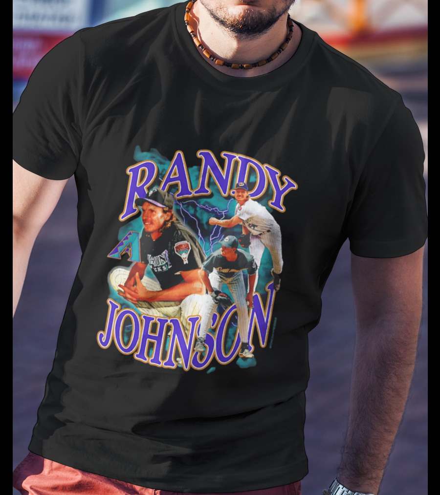 Randy Johnson Arizona Diamondbacks Collage Player '26 Lightning Pitcher T-Shirt