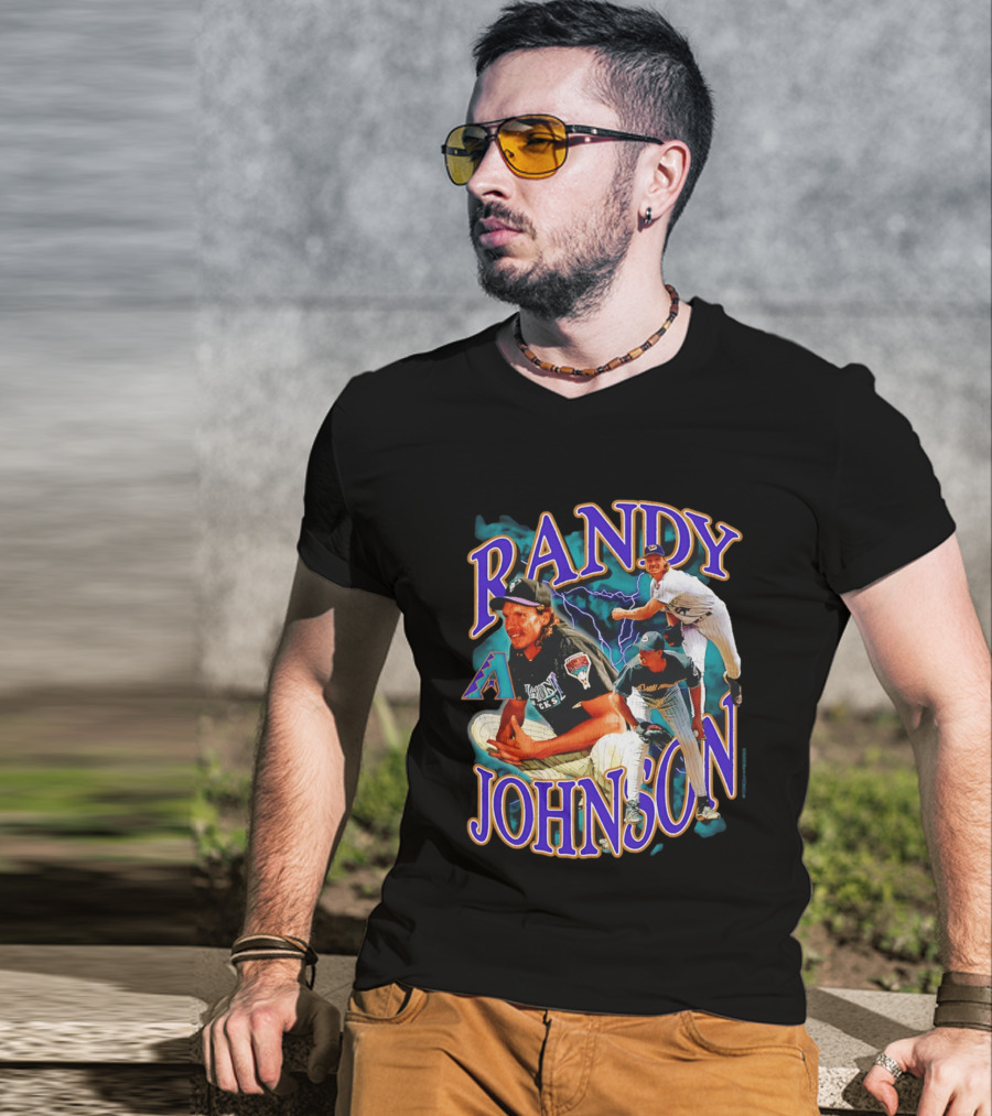 Randy Johnson Arizona Diamondbacks Collage Player '26 Lightning Pitcher T-Shirt