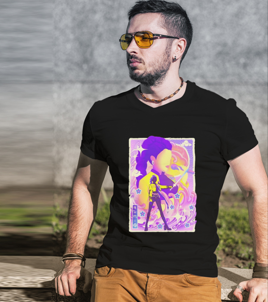 Rumi KPop Demon Hunters Musha E Floral Warrior T-Shirt