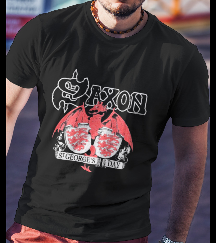 Saxon St George's Day Red Dragon Three Lions Crest T-Shirt