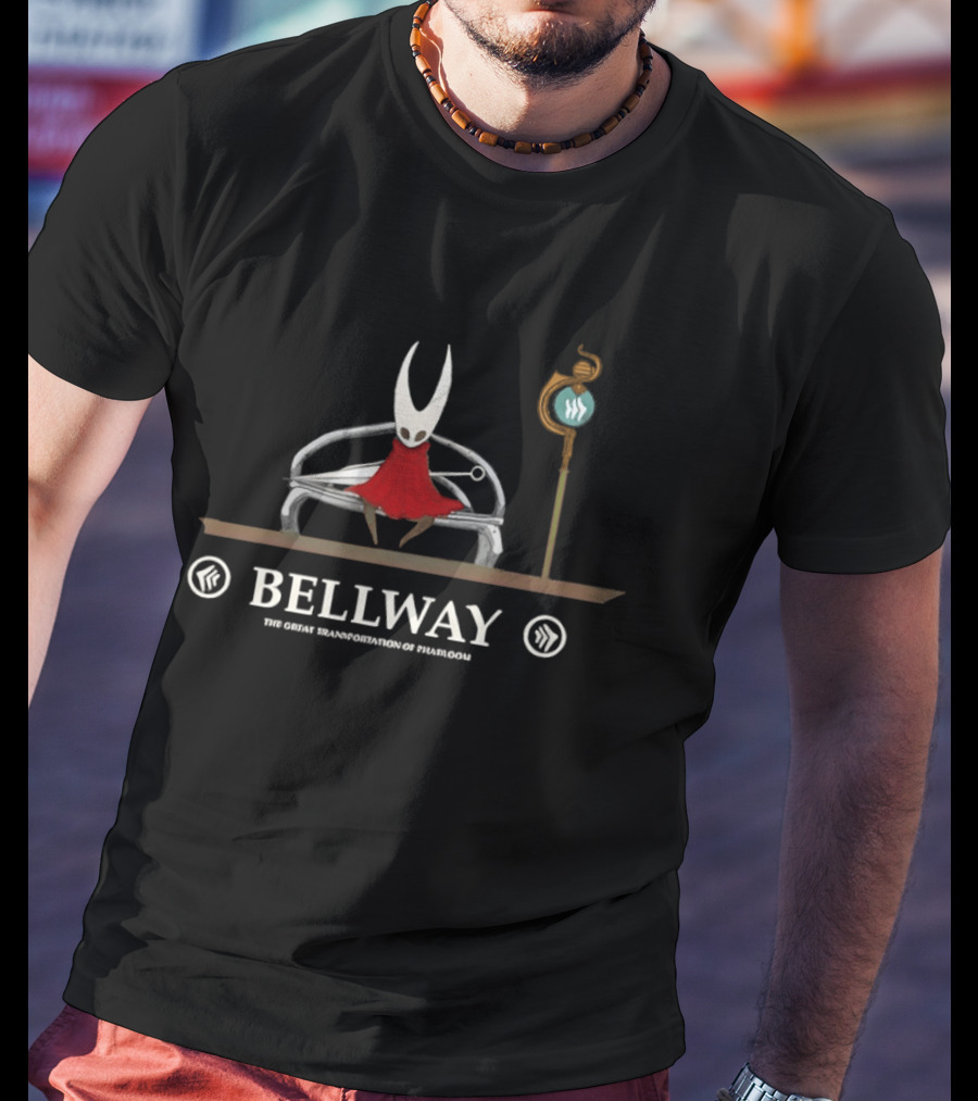 Silksong Bellway The Great Transportation Of Pharloom Hollow Knight Hornet Sitting Bench T-Shirt