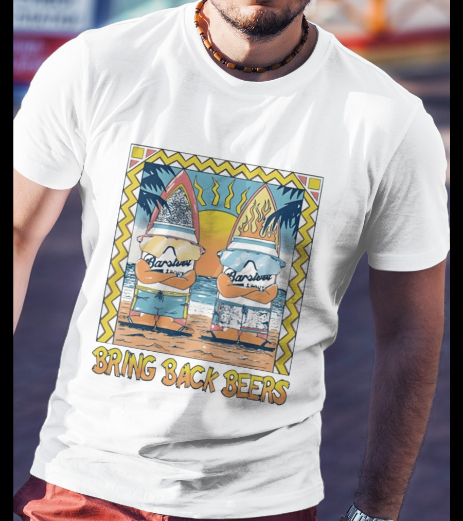Barstool Surfer Gnomes Bring Back Beers Beach Scene T-Shirt