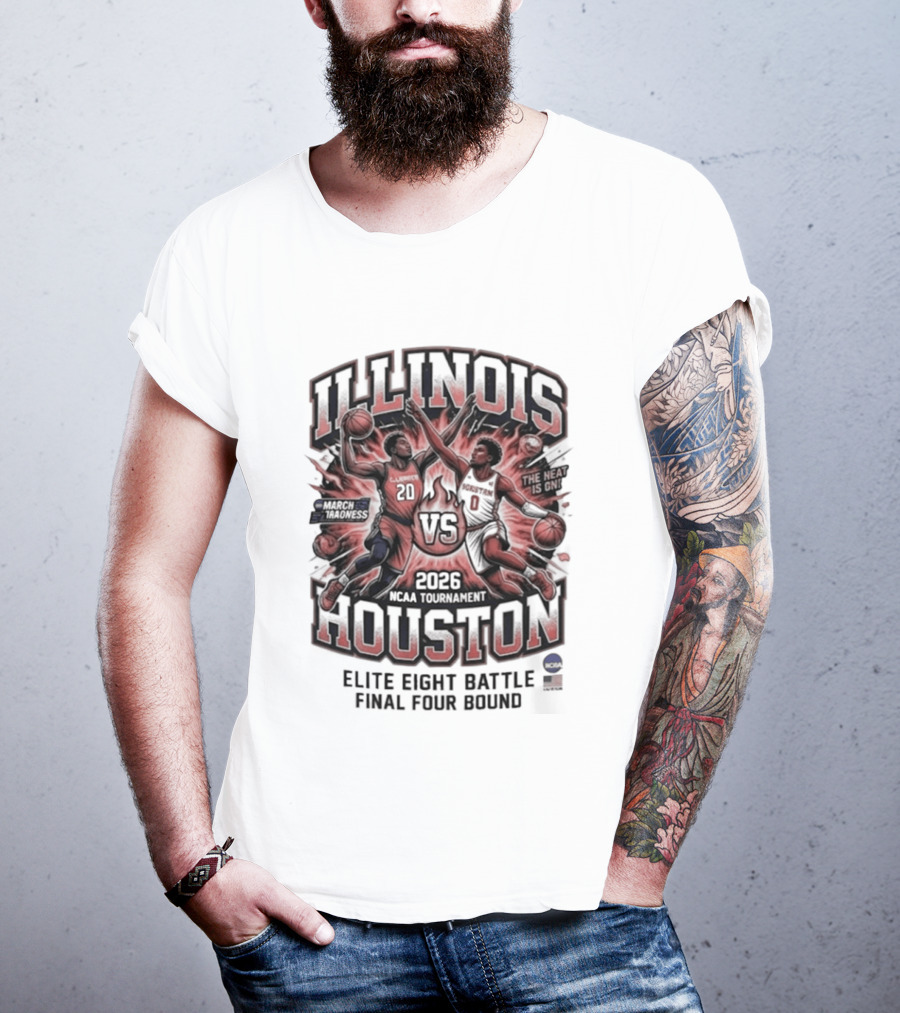 Illinois Houston NCAA Tournament 2026 Elite Eight Battle Final Four Round T-Shirt