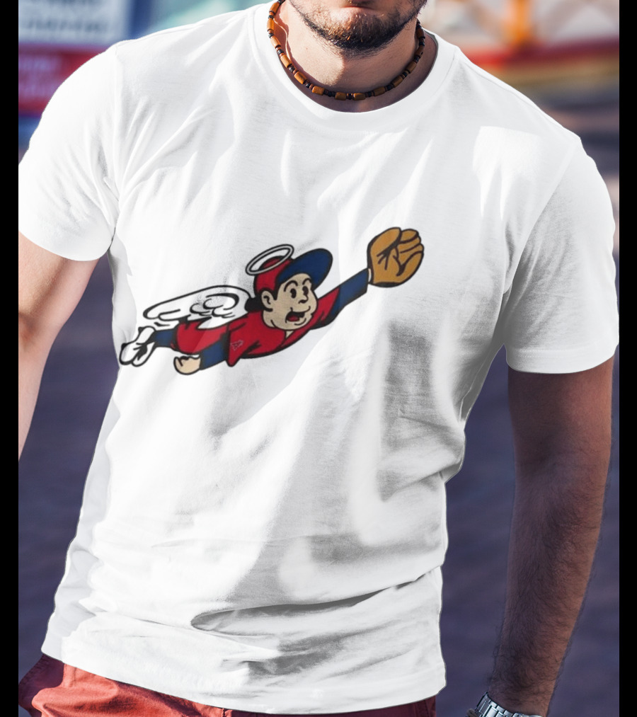 Los Angeles Angels Little Halo Boy Flying Baseball Player With Wings And Glove T-Shirt