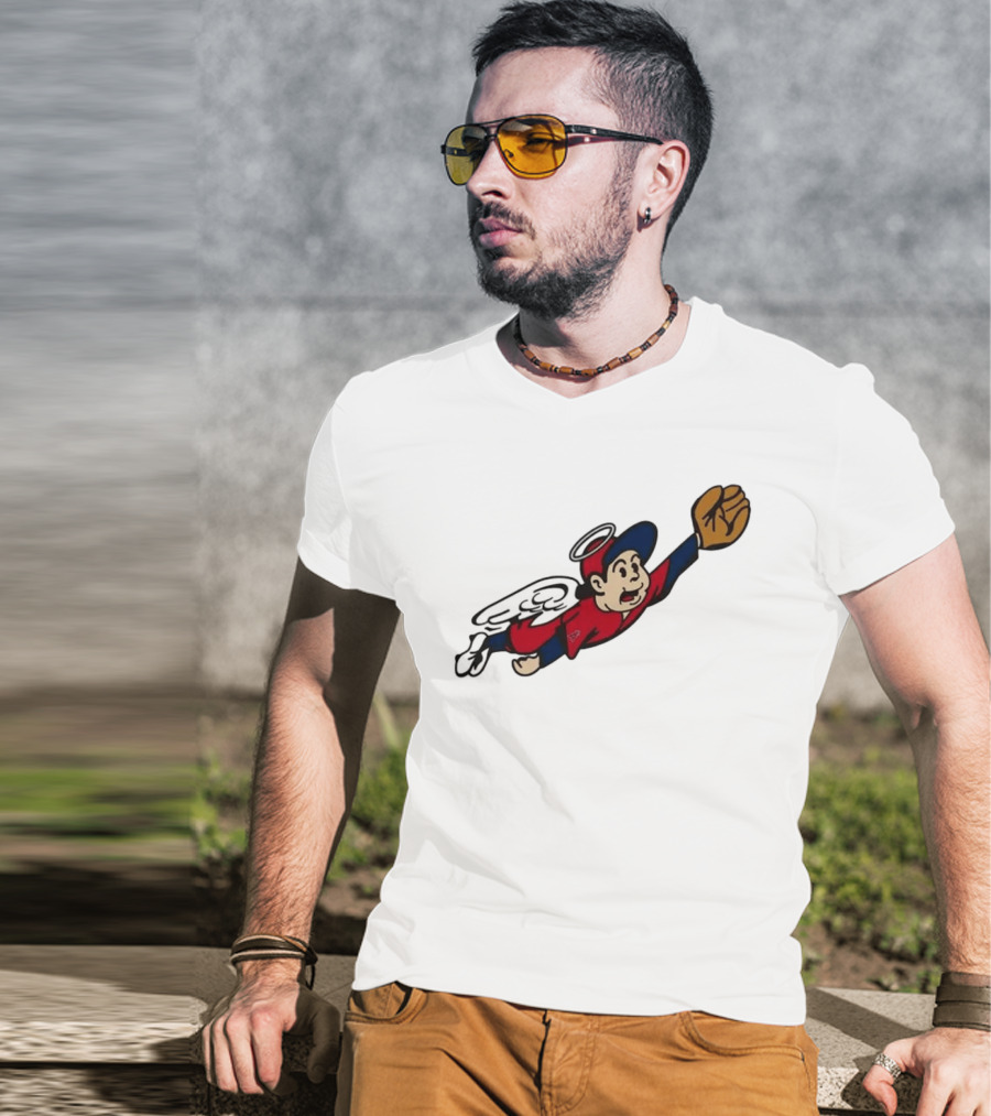 Los Angeles Angels Little Halo Boy Flying Baseball Player With Wings And Glove T-Shirt