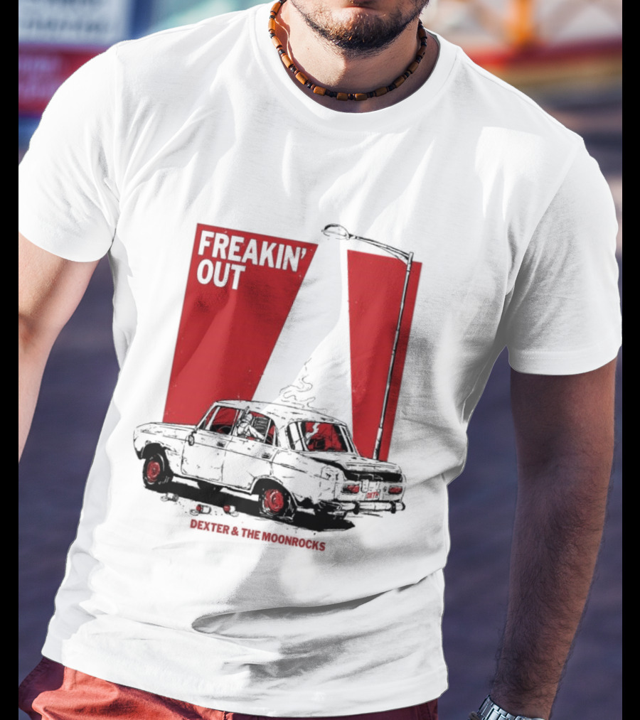 Dexter And The Moonrocks Freakin' Out Tour Car Under Red Light With Smoke T-Shirt