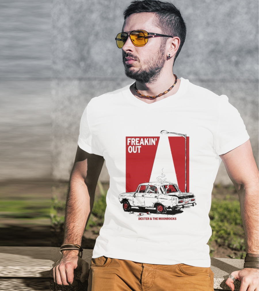 Dexter And The Moonrocks Freakin' Out Tour Car Under Red Light With Smoke T-Shirt