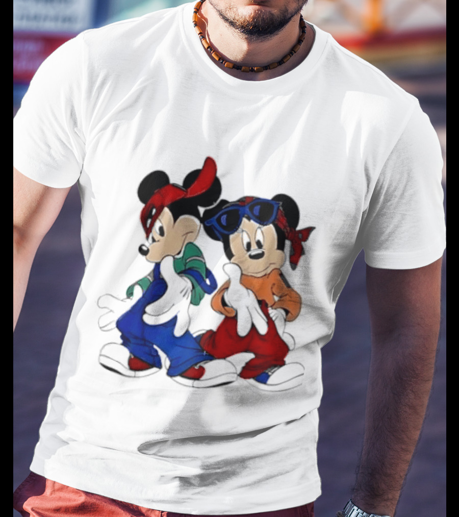 Mickey Minnie Mouse Hip Hop Style Outfits Vintage Look T-Shirt