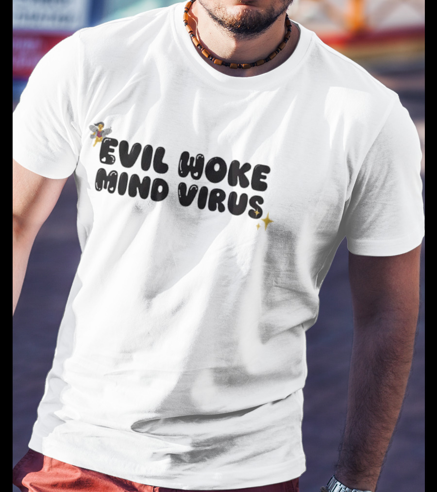 Vivian Wilson Evil Woke Mind Virus Text With Fairy And Stars T-Shirt