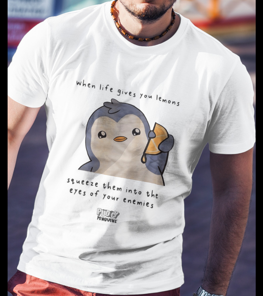 When Life Gives You Lemons Squeeze Them Into The Eyes Of Your Enemies Pudgy Penguins Cartoon T-Shirt