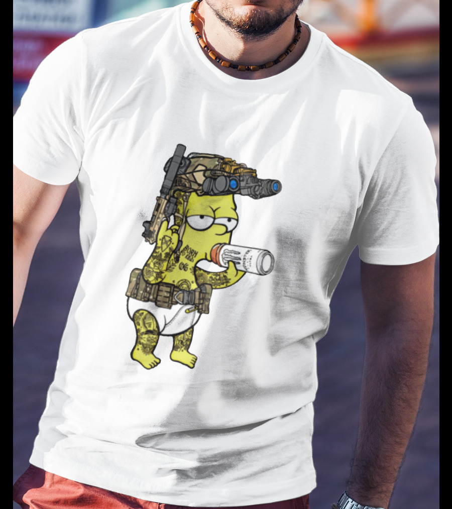 Bart Simpson Tactical Gear Night Vision Tattoo Parody Yung Bart T-Shirt