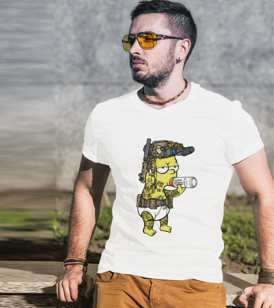 Bart Simpson Tactical Gear Night Vision Tattoo Parody Yung Bart T-Shirt