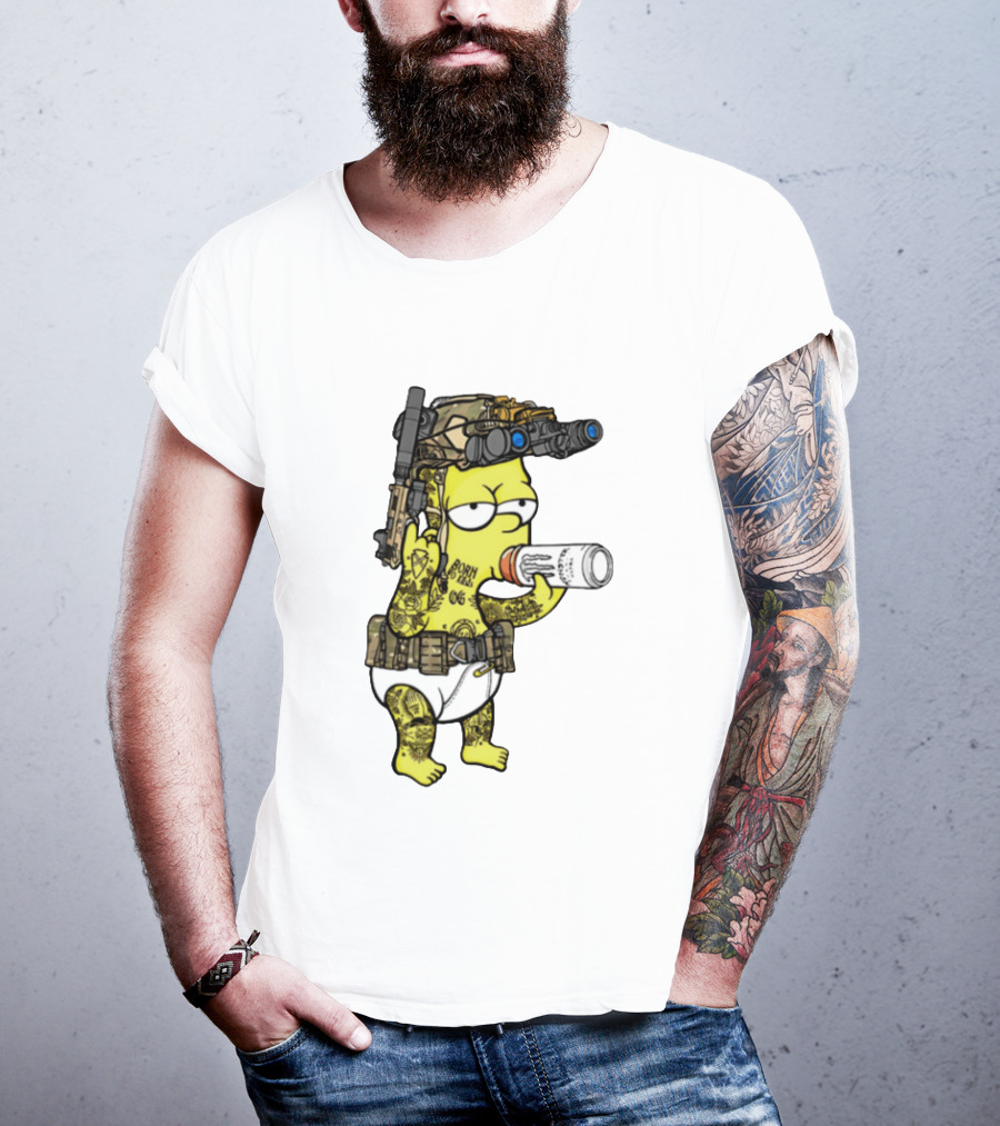 Bart Simpson Tactical Gear Night Vision Tattoo Parody Yung Bart T-Shirt