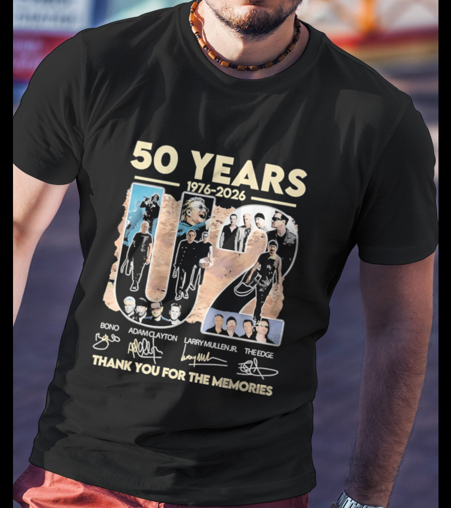 50 Years 1976 2026 U2 Bono Adam Clayton Larry Mullen The Edge Thank You For The Memories T-Shirt