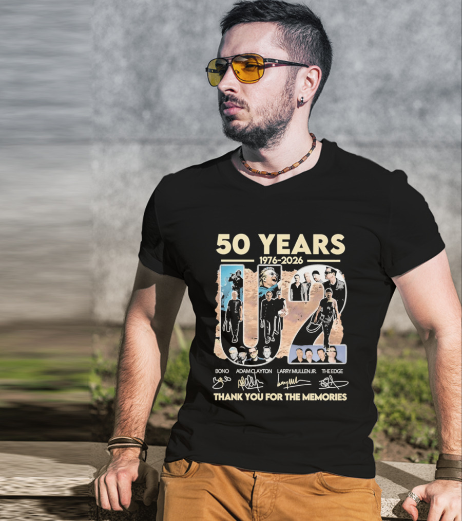 50 Years 1976 2026 U2 Bono Adam Clayton Larry Mullen The Edge Thank You For The Memories T-Shirt