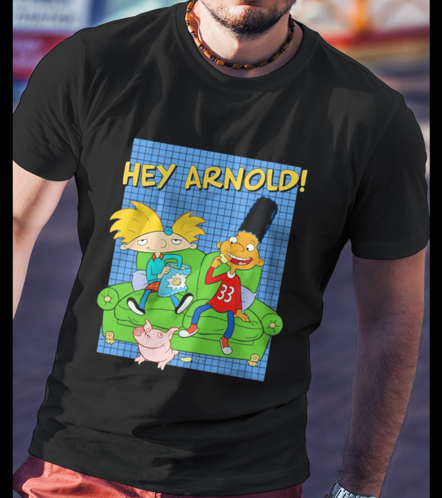 Hey Arnold Gerald And Abner Football Cartoon Couch Sitting T-Shirt