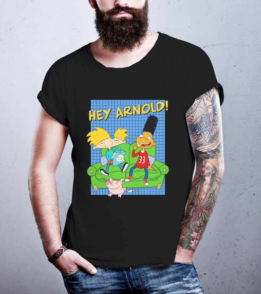 Hey Arnold Gerald And Abner Football Cartoon Couch Sitting T-Shirt