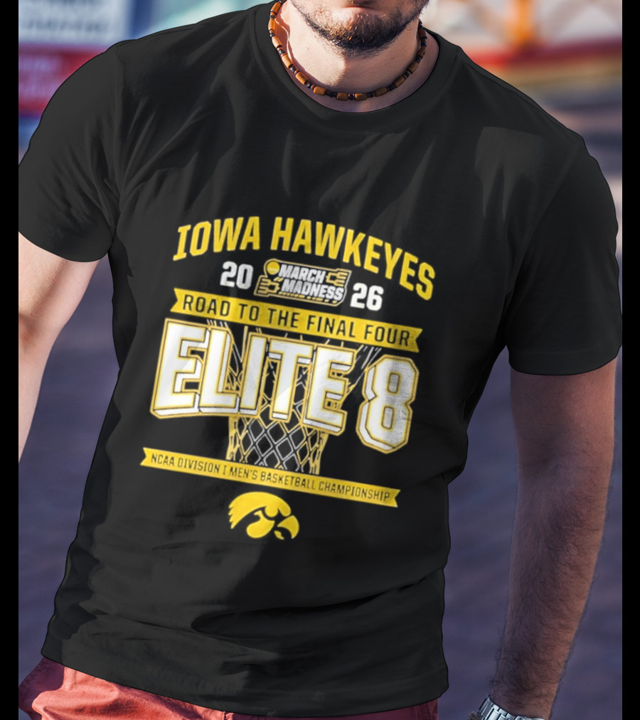 Iowa Hawkeyes 2026 Road To The Final Four Elite 8 NCAA Division I Men's Basketball Championship T-Shirt