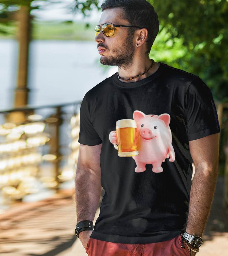 Piggy Bank With Beer Save Money Concept T-Shirt