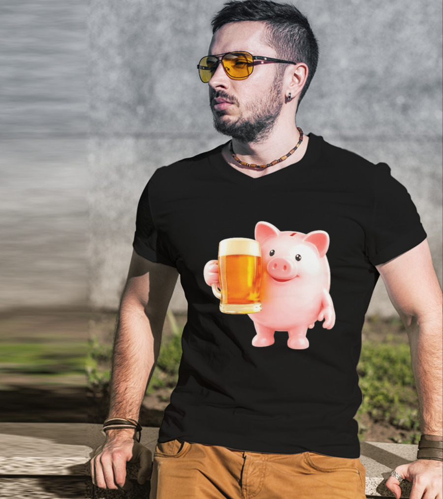 Piggy Bank With Beer Save Money Concept T-Shirt