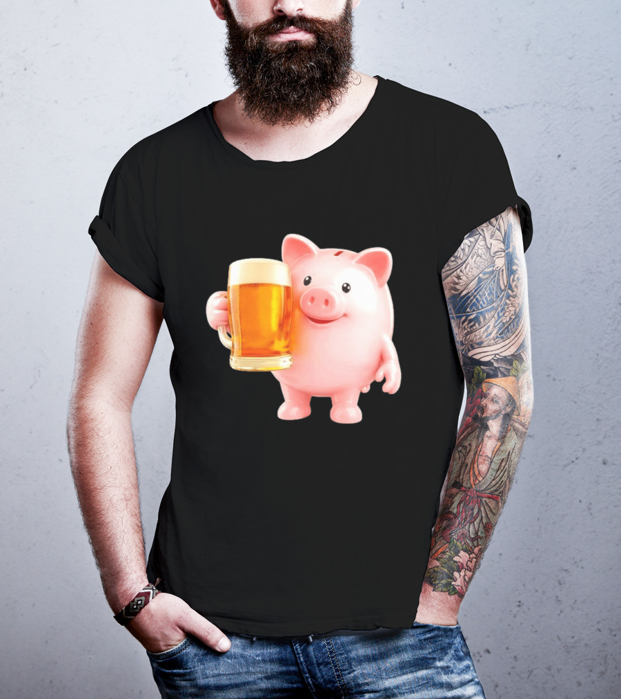 Piggy Bank With Beer Save Money Concept T-Shirt