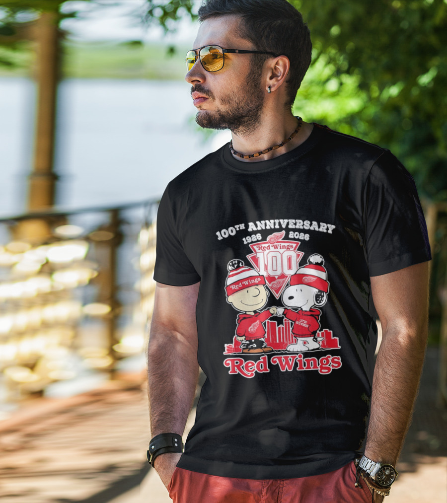 Charlie Brown Snoopy Red Wings 100th Anniversary 1926 2026 T-Shirt
