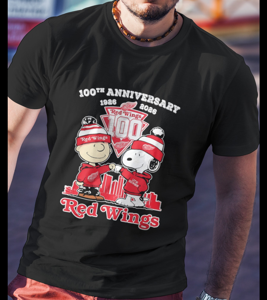Charlie Brown Snoopy Red Wings 100th Anniversary 1926 2026 T-Shirt