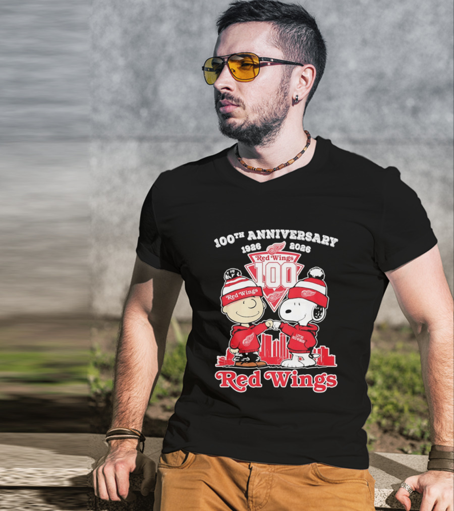 Charlie Brown Snoopy Red Wings 100th Anniversary 1926 2026 T-Shirt