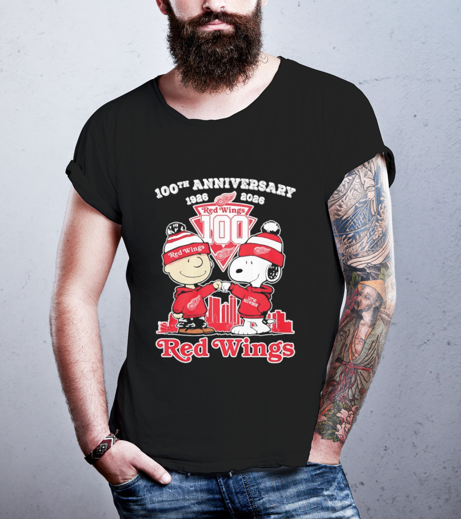 Charlie Brown Snoopy Red Wings 100th Anniversary 1926 2026 T-Shirt