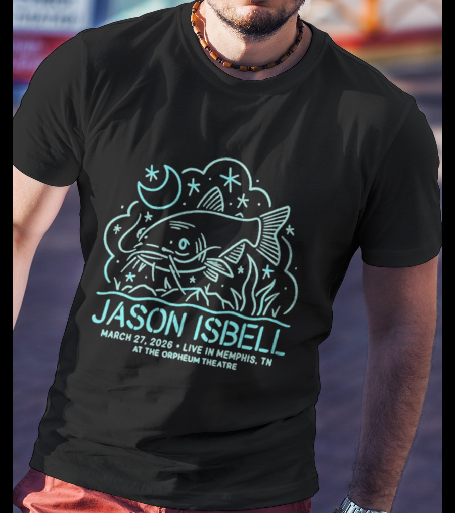 Jason Isbell Live In Memphis TN March 27 2026 Orpheum Theatre Moon And Fish Stars T-Shirt