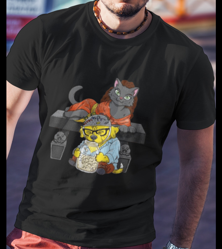 Proton Pets Cats And Dogs Mass Caring Together On Skull Bench T-Shirt