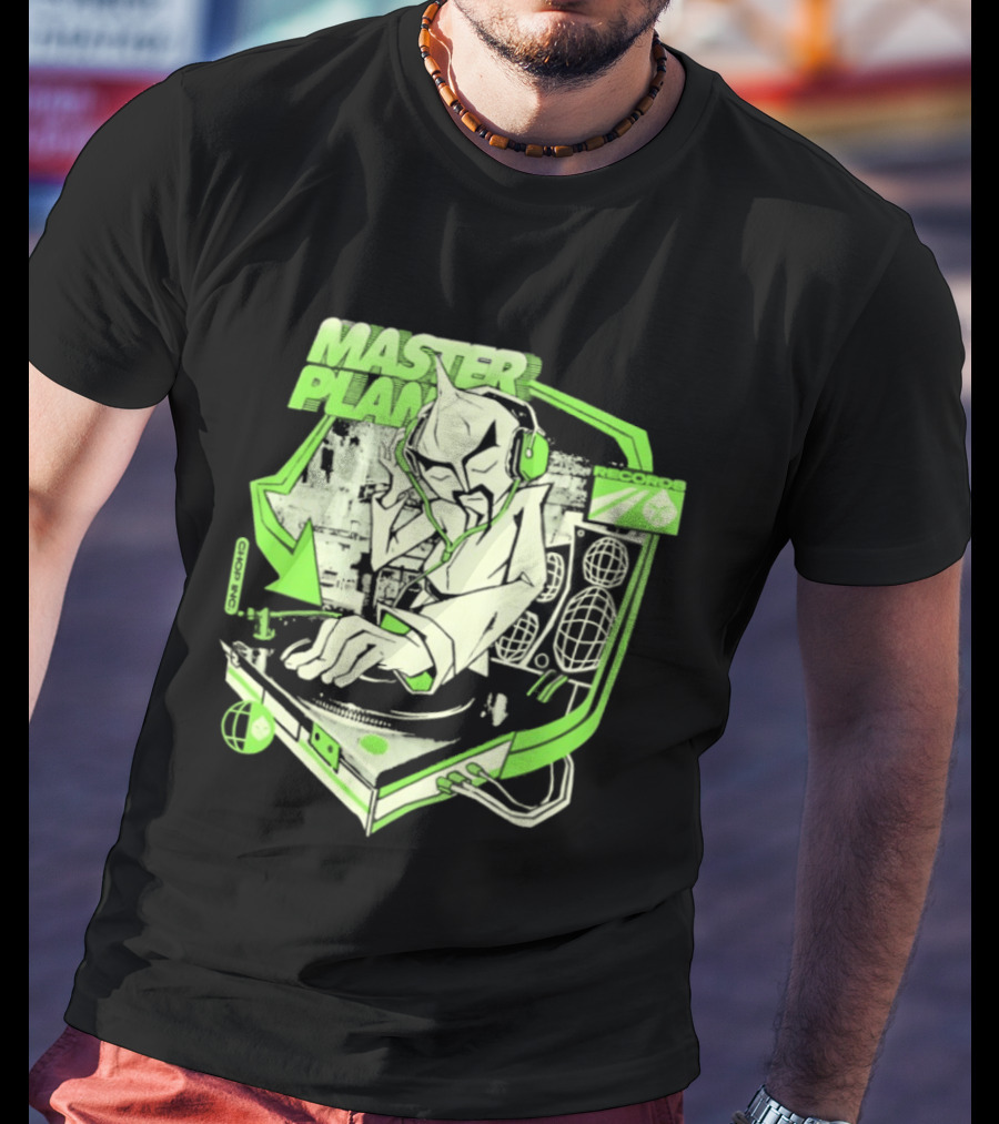 Chop Chop Master Onion Master Plan Records DJ Turntable Headphones T-Shirt
