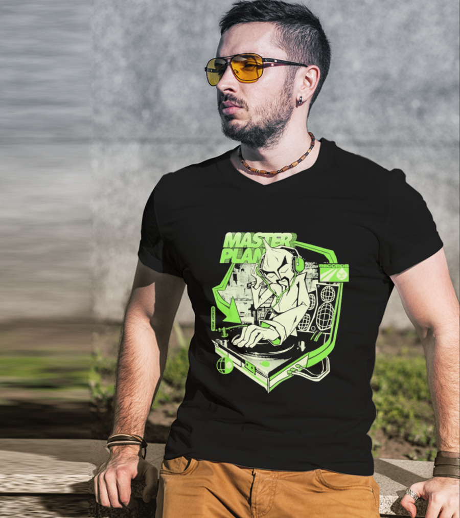 Chop Chop Master Onion Master Plan Records DJ Turntable Headphones T-Shirt