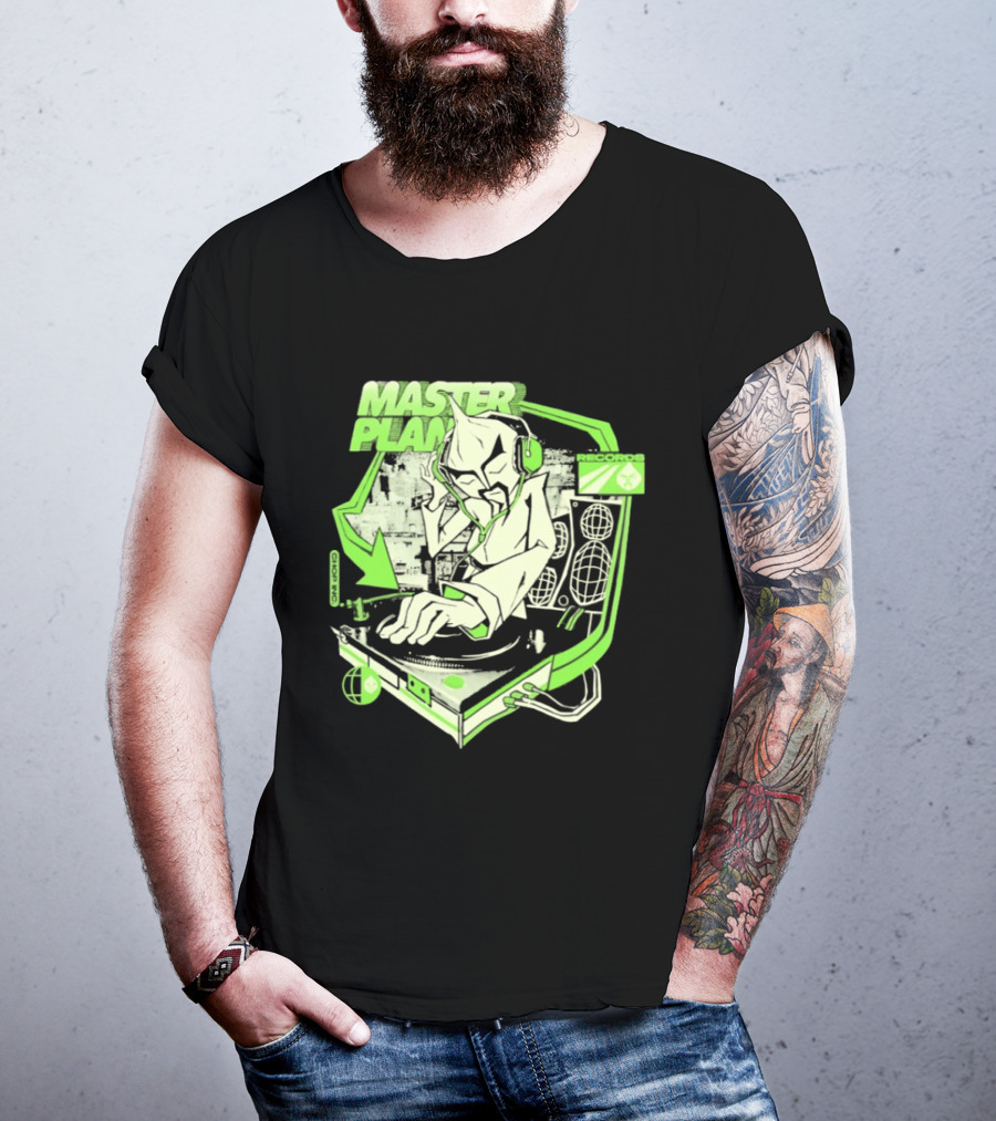 Chop Chop Master Onion Master Plan Records DJ Turntable Headphones T-Shirt