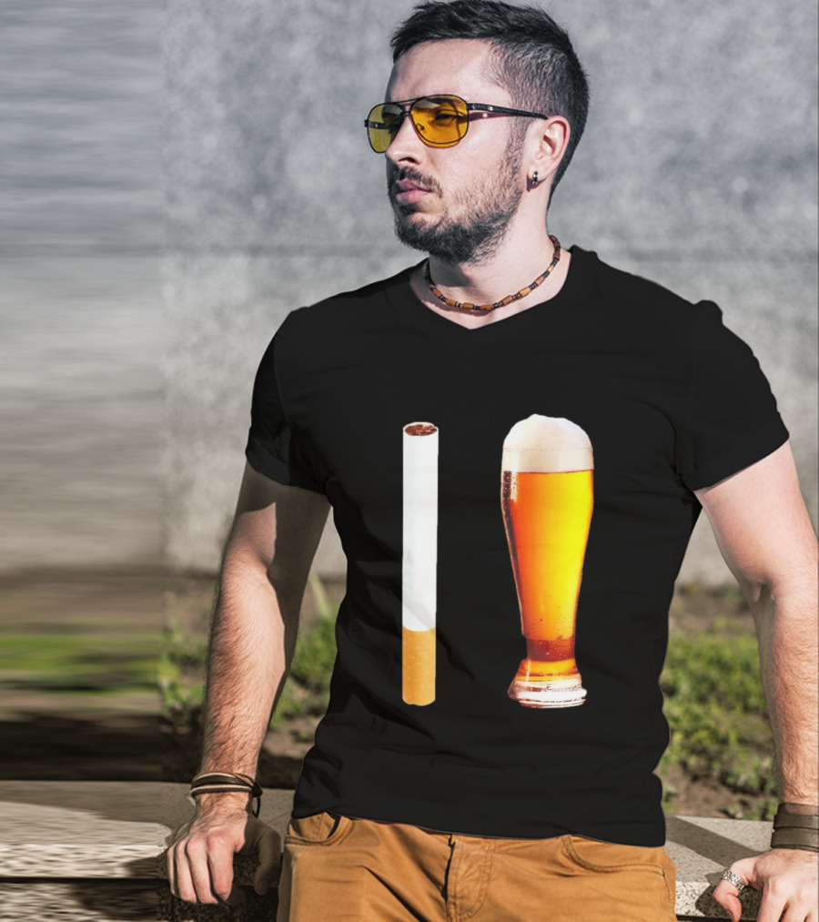 Cigarette And Beer Combo Classic Symbolic Pair T-Shirt