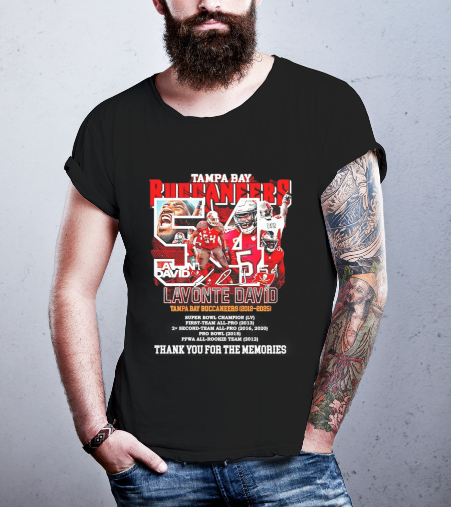 Lavonte David Tampa Bay Buccaneers 54 Thank You For The Memories 2012 2025 T-Shirt