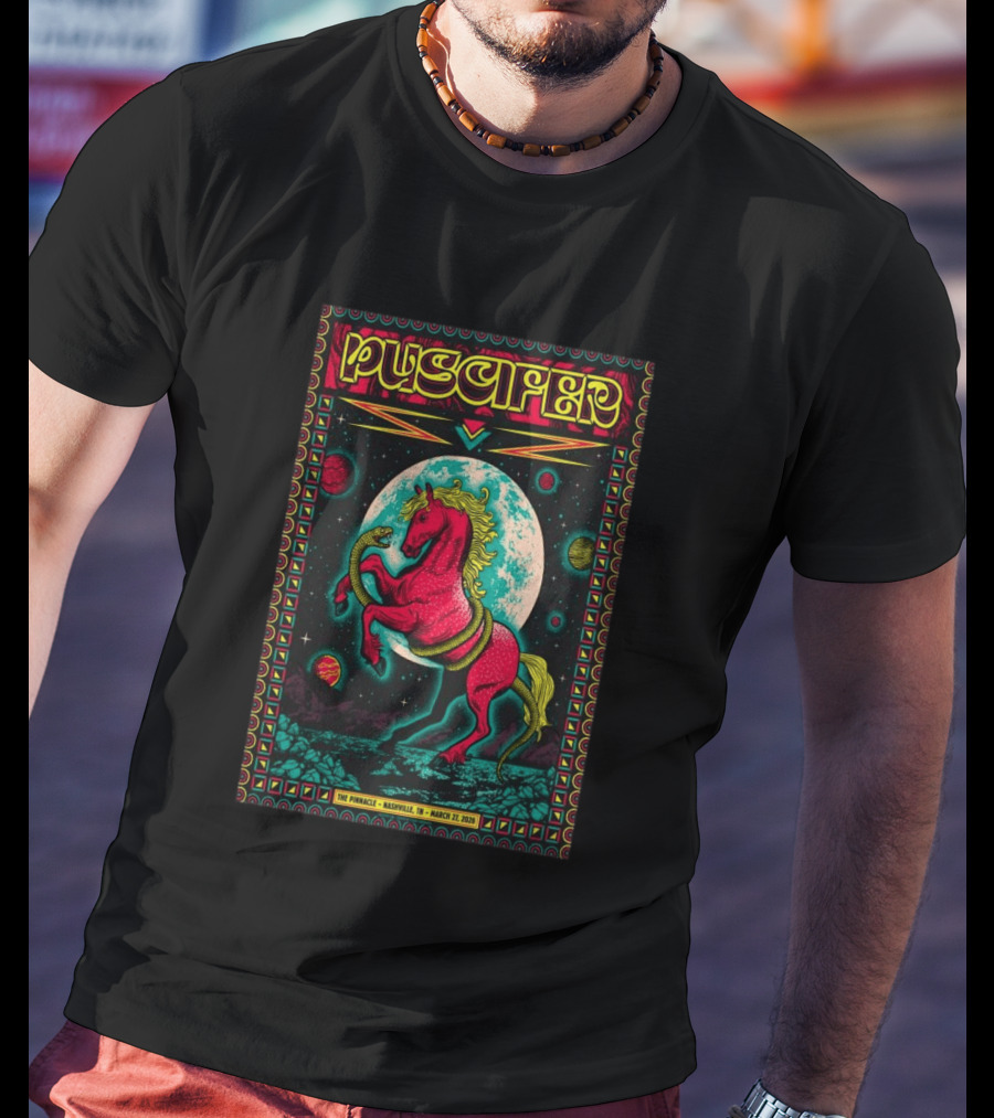 Puscifer The Pinnacle Nashville TN March 27 2026 Psychedelic Unicorn Snake Moon Planets T-Shirt