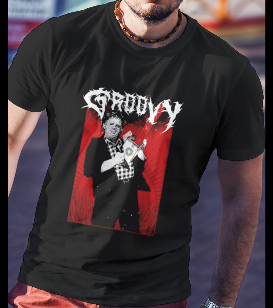 Groovy Metal Leatherface The Texas Chain Saw Massacre Horror T-Shirt