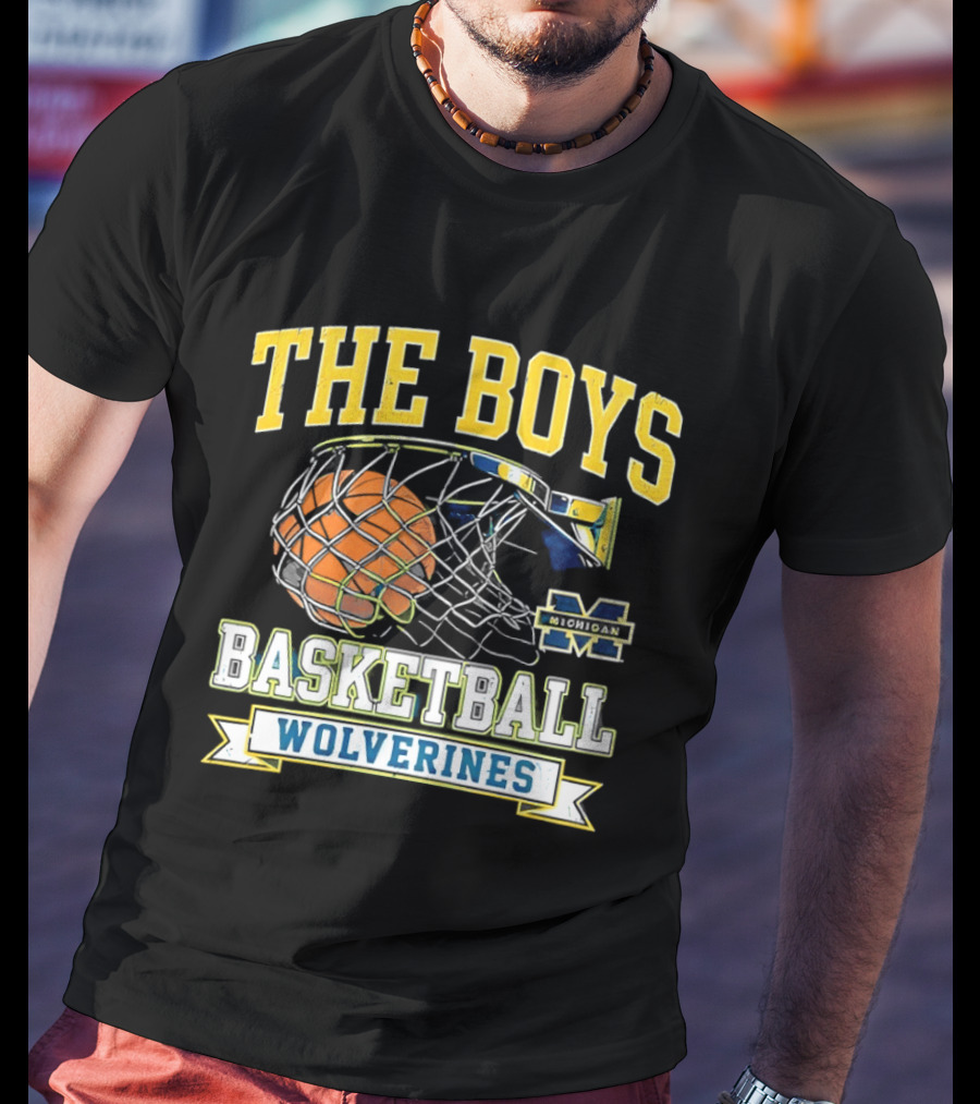 The Boys Basketball Wolverines Michigan M Hoops Sports Team T-Shirt