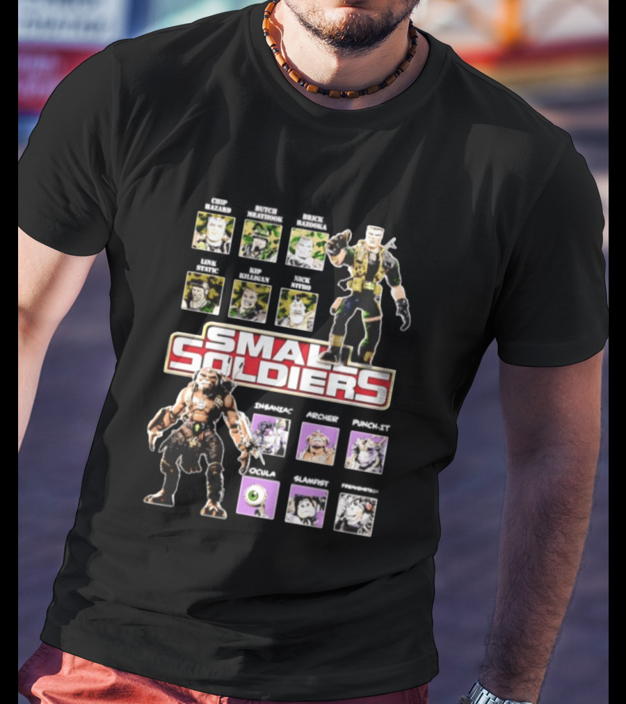 Small Soldiers 1998 Major Chip Hazard And Archer Globotech Characters T-Shirt