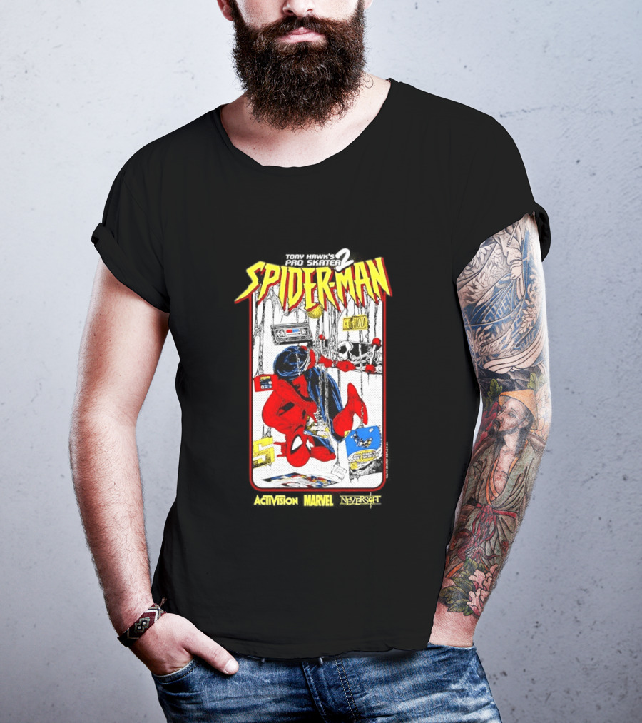 Spider Man Marvel Comics Tony Hawk's Pro Skater 2 Video Game Scene T-Shirt