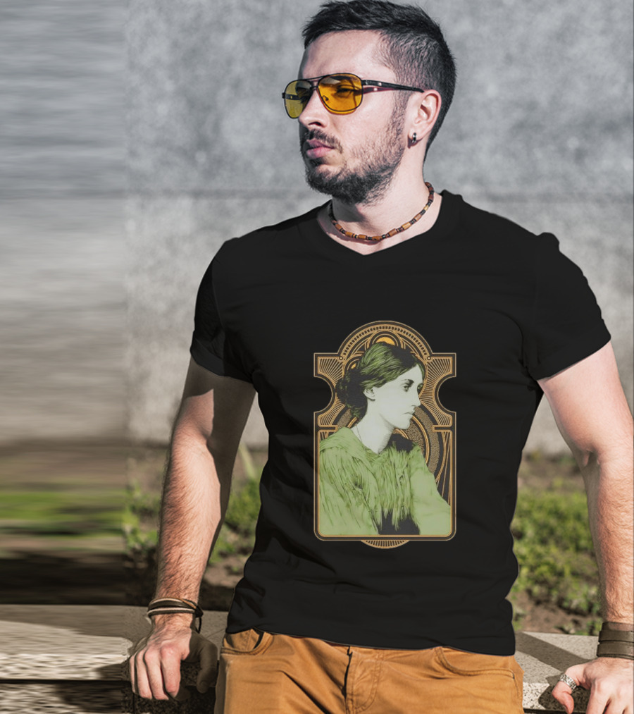 Virginia Woolf Nouveau Art Deco Style Green Dress T-Shirt