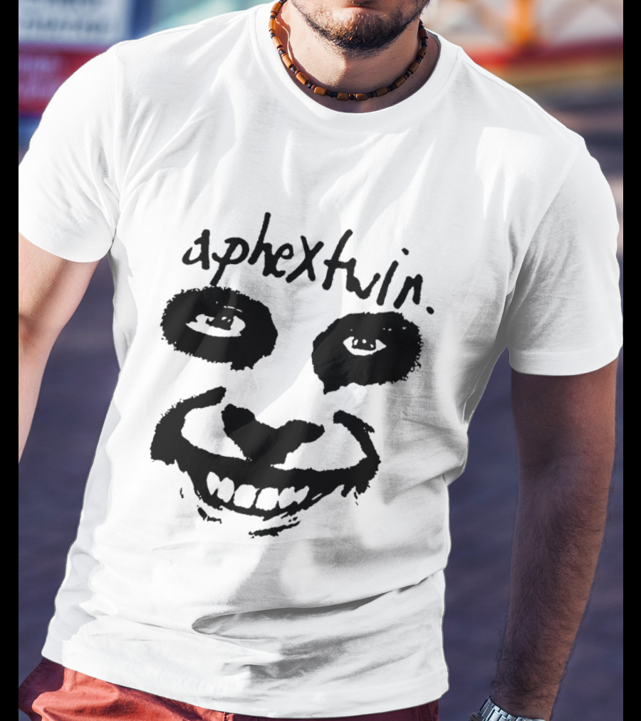 Aphex Twin Handwritten Logo With Distorted Face T-Shirt