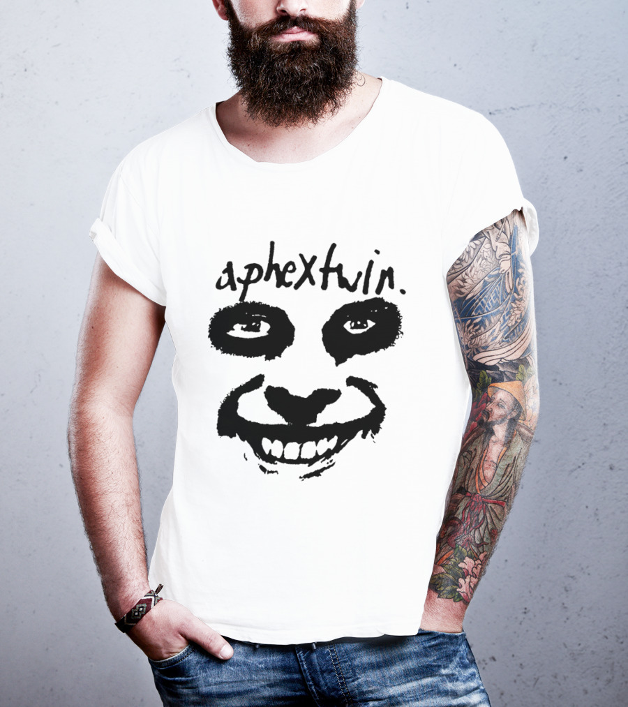 Aphex Twin Handwritten Logo With Distorted Face T-Shirt