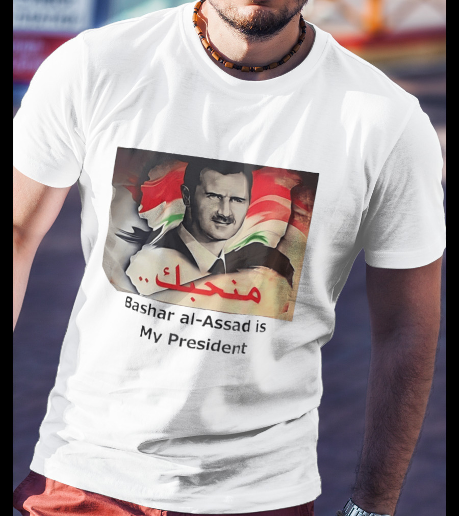 Bashar Al Assad Portrait With Syrian Flag T-Shirt