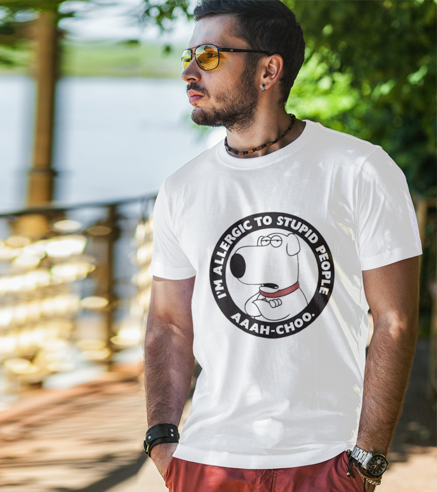 I'm Allergic To Stupid People Aaah Choo Red Collar Dog T-Shirt