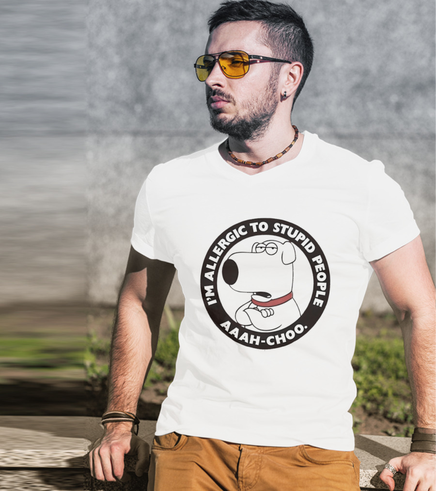 I'm Allergic To Stupid People Aaah Choo Red Collar Dog T-Shirt