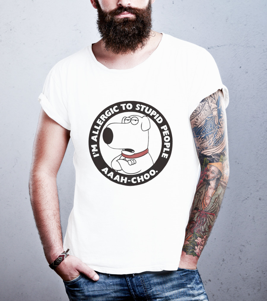 I'm Allergic To Stupid People Aaah Choo Red Collar Dog T-Shirt